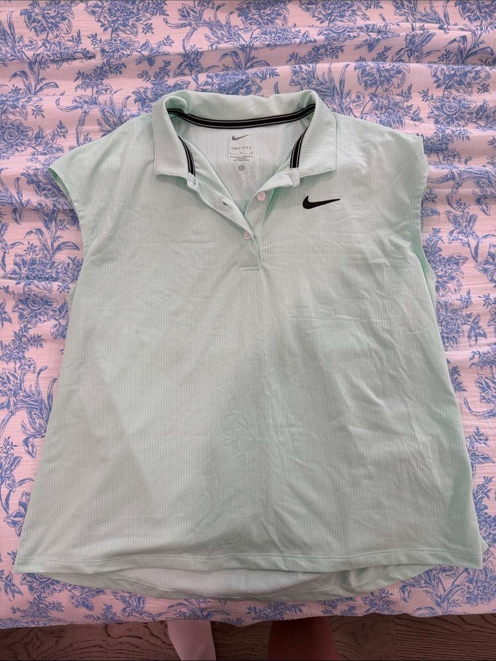 Nike Women’s Mint Green Sleeveless Polo Tank with Black Swoosh